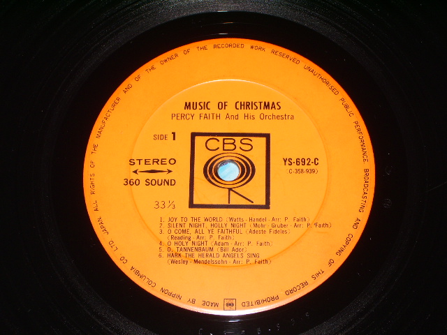 Photo: PERCY FAITH & HIS ORCH. - MUSIC OF CHRISTMAS   / 1966 JAPAN ORIGINAL  LP With OBI 