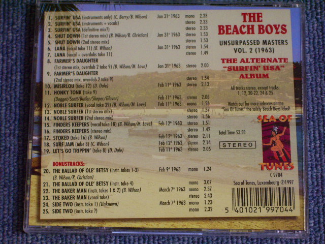 Photo: THE BEACH BOYS - UNSURPASSED MASTERS VOL.2 ( 1963 ) / 1997 Brand New COLLECTOR'S CD DEAD STOCK 