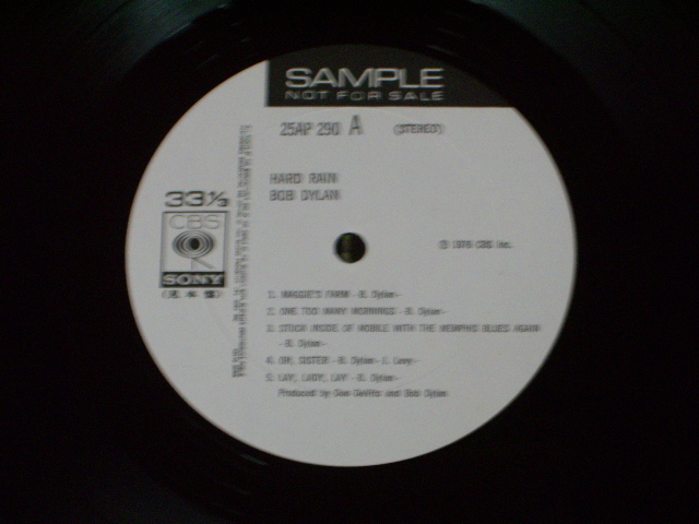 Photo: BOB DYLAN ボブ・ディラン - HARD RAIN 激しい雨 (Ex+++/MINT-)  / 1976 JAPAN ORIGINAL "WHITE LABEL PROMO" Used LP