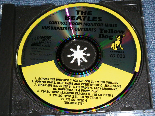 Photo: THE BEATLES - UNSURPASSED OUTTAKES : CONTROL ROOM MONITOR MIXES   / 1993 HUNGARY Used COLLECTOR'S CD 