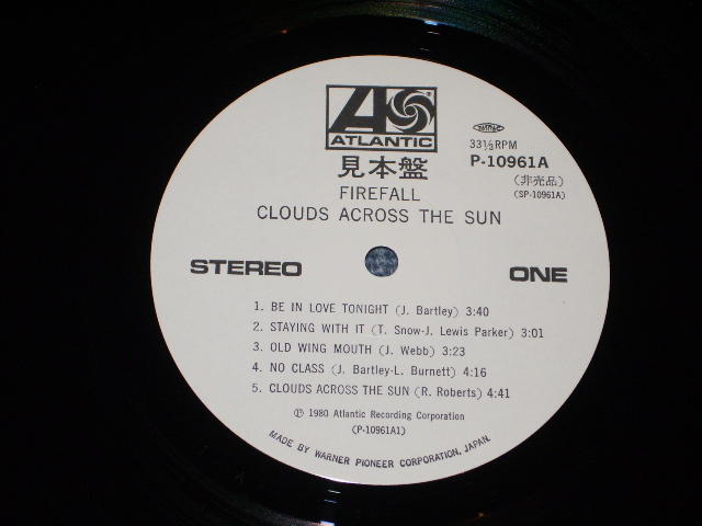 Photo: FIREFALL - CLOUDS ACROSS THE SUN / 1980 JAPAN WHITE LABEL PROMO LP With OBI