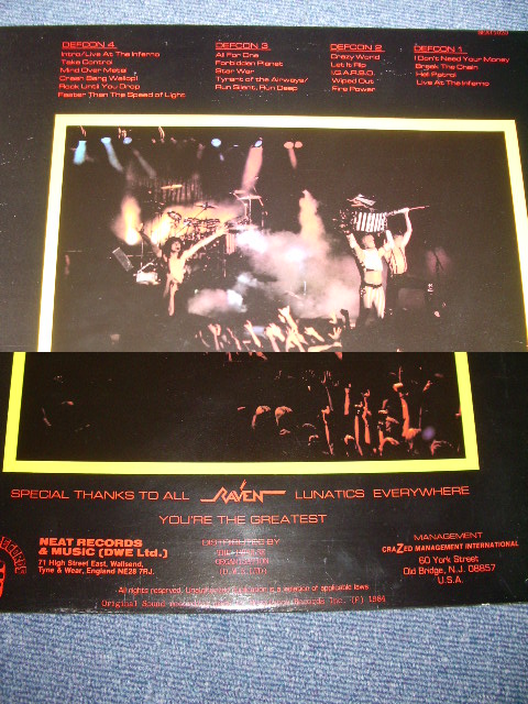 Photo: RAVEN - LIVE AT THE INFERNO   / 1984  COLLECTORS ( BOOT ) 2LP's 