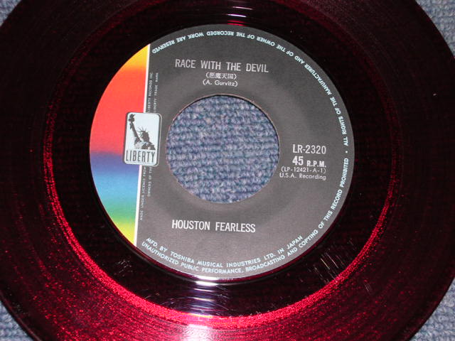 Photo: HOUSTON FEARLESS - RACE WITH THE DEVIL / JAPAN ORIGINAL 7"45rpm Single RED VINYL WAX