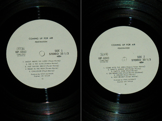 Photo: PENETRATION - COMING UP FOR AIR (MINT-/MINT-) /  1980 JAPAN White Label Promo ORIGINAL LP With OBI