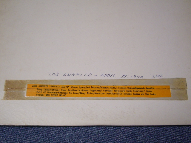 Photo: JIMI HENDRIX - LIVE AT THE FORUM  / ORIGINAL BOOT COLLECTABLES LP ) 