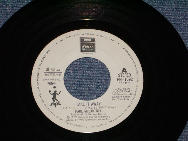 Photo: PAUL McCARTNEY ( of THE BEATLES ) - TAKE IT AWAY / 1982 JAPAN Promo Only 7" Single 