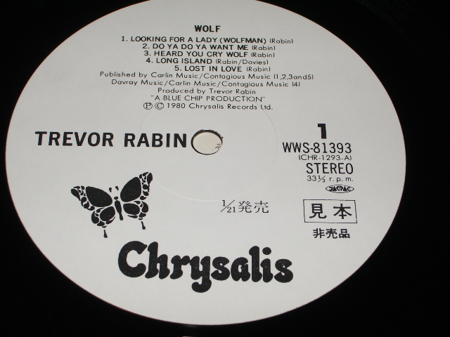 Photo: TREVOR RABIN - WOLF  / 1980  JAPAN WHITE LABEL PROMO LP With OBI 