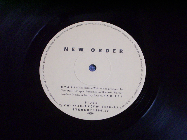 Photo: NEW ORDER ニュー・オーダー - STATE OF THE NATION (MINT-/MINT-) / 1986 JAPAN  12" With SHRINK WRAP + TITLE STICKER 