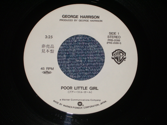 Photo: GEORGE HARRISON of THE BEATLES - POOR LITTLE GIRL / 1989 JAPAN Promo Only 7" Single 