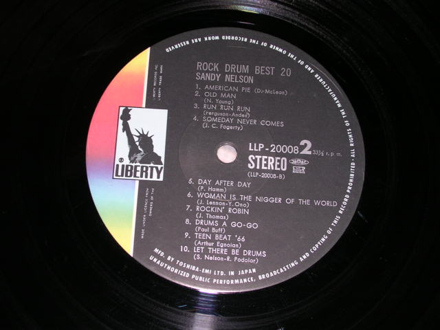Photo: SANDY NELSON - ROCK DRUM BEST 20 /  1970s  JAPAN MINT- LP 