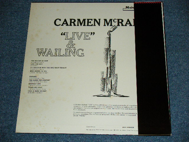 Photo: CARMEN McRAE - LIVE AND WAILING  / 1976 JAPAN ORIGINAL Used LP With OBI 