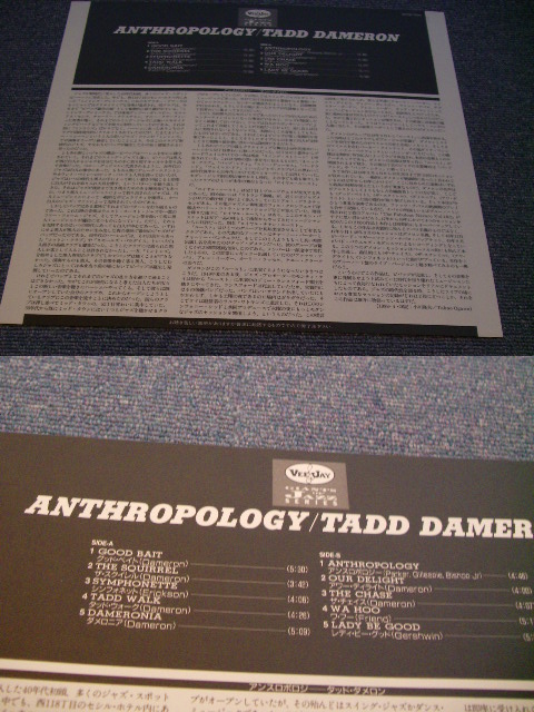 Photo: TADD DAMERON - ANTHROPOLOGY / 1988 JAPAMN 150g LP With OBI 