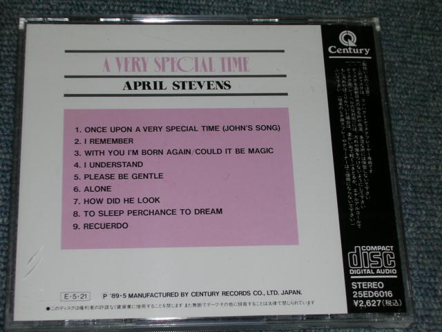 Photo: APRIL STEVENS - A VERY SPECIAL TIME / 1989 JAPAN Original CD With OBI 