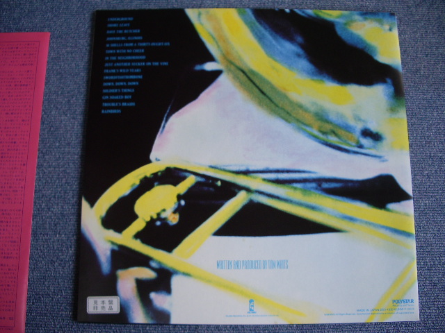 Photo: TOM WAITS - SWORDFISHTROMBONES  / 1984  WHITE LABEL PROMO ORIGINAL LP+Obi LINNER  