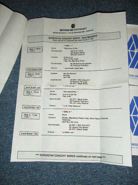 Photo: PAUL McCARTNEY  - SUPERSTAR CONCERT SERIES : SHOW #95-28 for the Week of July 3,1995 RADIO SHOW / 1995 US ORIGINAL RADIO SHOW  2CD's 
