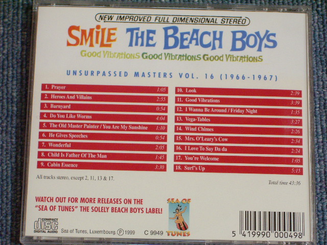 Photo: THE BEACH BOYS - UNSURPASSED MASTERS VOL.16 ( 1966-7 ) / 1999 Brand New COLLECTOR'S CD DEAD STOCK 