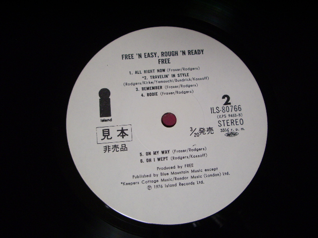 Photo: FREE - FREE 'N EASY, ROUGH 'N READY / 1976 WHITE LABEL PROMO LP w/OBI 