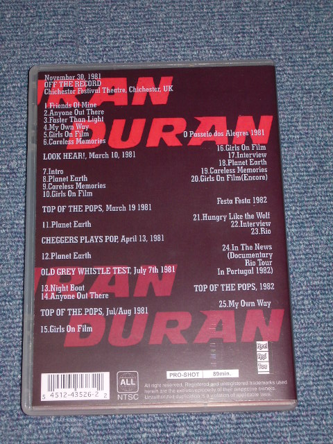 Photo: DURAN DURAN - TV COMPILATION 81-82  /  DVD COLLECTOR''S BOOT Brand New  DVD-R  