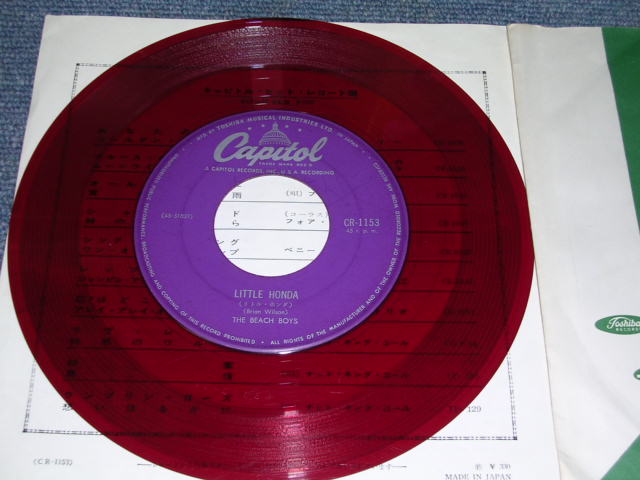 Photo: THE BEACH BOYS  - LITTLE HONDA / 1960s JAPAN ORIGINAL RED Wax & BLACK Wax Vinyl  used 7"Single