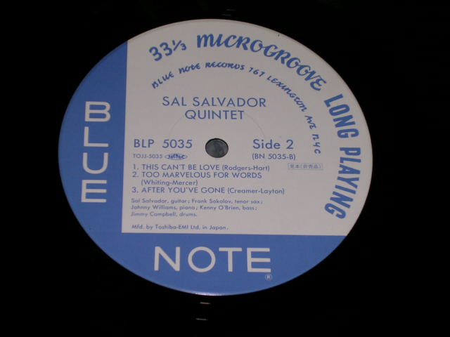 Photo: SAL SALVADOR QUINTET - SAL SALVADOR QUINTET / 1999 JAPAN PROMO  LIMITED 1st RELEASE  10"LP W/OBI