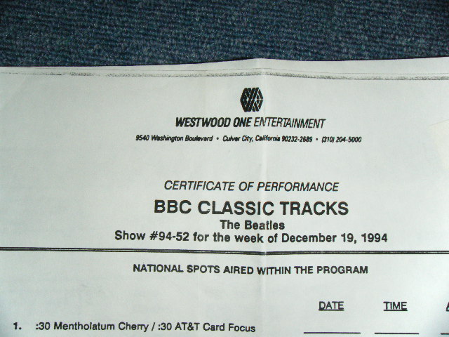 Photo: THE BEATLES  - BBC CLASSICS RADIO SHOW  : SHOW #94-52 for the Week of DECEMBER 19,1994 RADIO SHOW / 1994 US ORIGINAL RADIO SHOW  CD