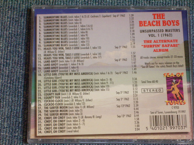 Photo: THE BEACH BOYS - UNSURPASSED MASTERS VOL.1 ( 1962 ) / 1997 Brand New COLLECTOR'S CD DEAD STOCK 