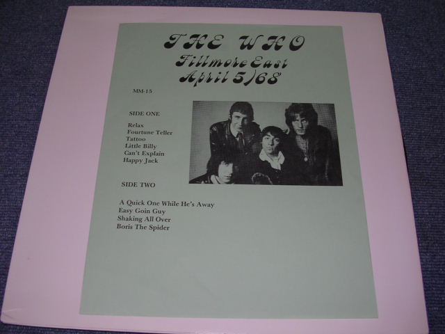 Photo1: THE WHO - FILLMORE EAST APRIL 5/68  / BOOT COLLECTOR'S LP 
