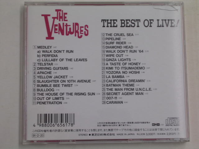 Photo: THE VENTURES - BEST OF LIVE  / 1991  JAPAN ORIGINAL USED CD With OBI 