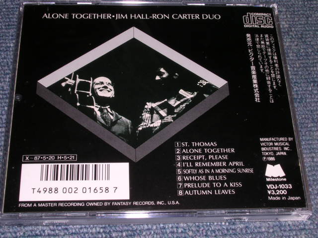 Photo: JIM HALL-RON CARTER DUO - ALONE TOGETHER / 1986 JAPAN ORIGINAL CD  