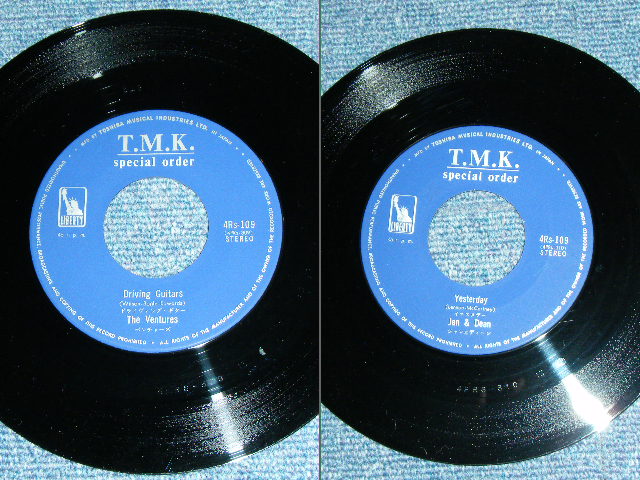 Photo: A) THE VENTURES ,B) JAN & DEAN  - A) DRIVING GUITAR , B) YESTERDAY ( MINT-/MINT- )  / 1966?  JAPAN ORIGINAL PROMO Only Used 7"Single 
