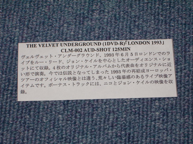 Photo: VELVET UNDERGROUND - LONDON 1993  / BRAND NEW COLLECTORS DVD