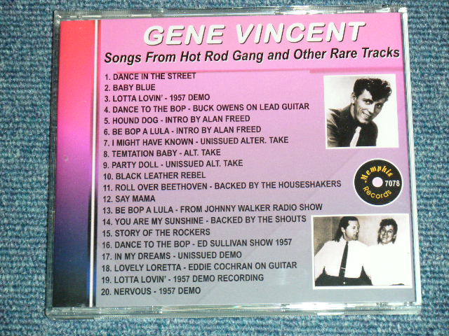 Photo: GENE VINCENT - SONGS FROM HOT ROD GANG AND OTHER RARE TRACKS ./ EUROPE(?) COLLECTOR'S ( BOOT ) CD 