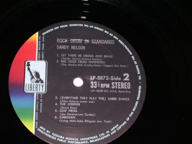 Photo: SANDY NELSON - ROCK DRUMS IN STANDARDS /  1960s  JAPAN MINT- LP 