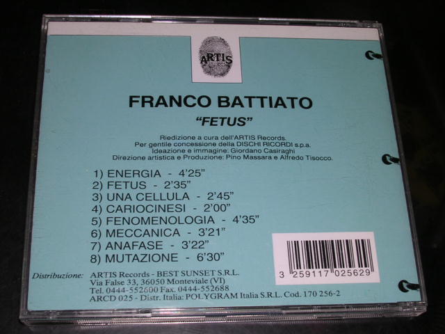 Photo: FRANCO BATTIATO - FETUS / 1998 used CD With OBI ( ITALIAN  PRESS+ JAPAN OBI &LINNER )