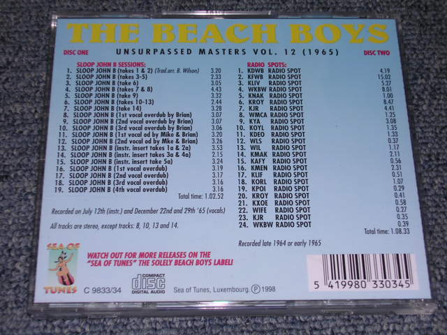 Photo: THE BEACH BOYS - UNSURPASSED MASTERS VOL.12 ( 1965 ) / 1999 Brand New COLLECTOR'S 2CD's DEAD STOCK 