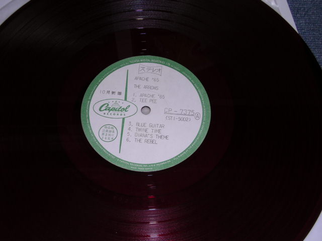 Photo: THE ARROWS - APACHE '65 / JAPAN ORIGINAL WHITE LABEL PROMO  RED Wax Vinyl LP 