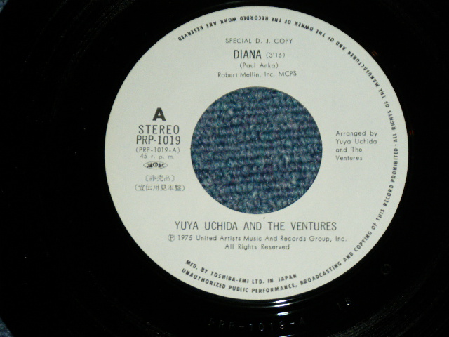 Photo: THE VENTURES YUYA UCHIDA  - DIANA / 1975 JAPAN ORIGINAL PROMO Only Used 7"Single 