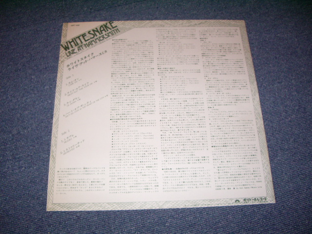 Photo: WHITESNAKE ( DEEP PURPLE ) - LIVE AT HAMMERSMITH / 1980 JAPAN ORIGINAL White Label Promo Used LP