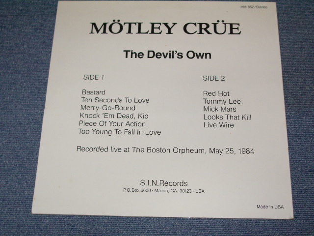 Photo: MOTLEY-CRUE Mötley Crüe モトリー・クルー - THE DEVIL'S ONE   / 1984  COLLECTORS ( BOOT ) LP